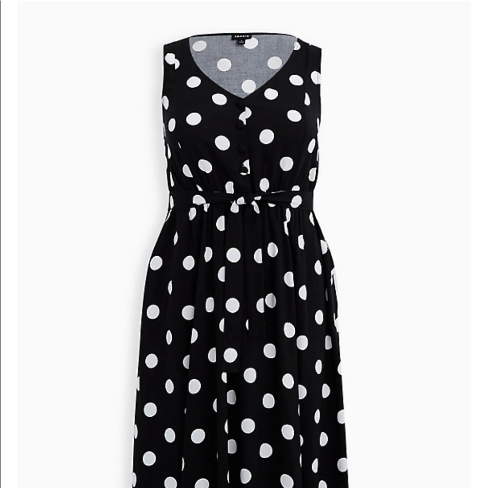 Torrid BLACK & WHITE DOT CHALLIS RETRO SKATER MIDI DRESS 2X 18/20 used